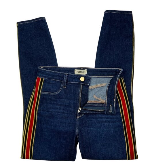 L'AGENCE Margot Jean 25 Watson Striped Skinny High Rise - Picture 3 of 12